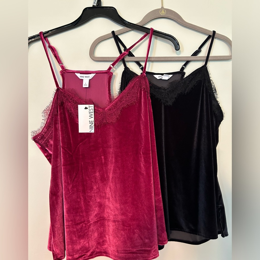 NWT Size L Nine West velvet camisole bundle of two. Perfect for the holi…